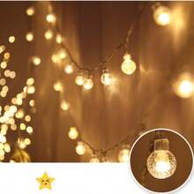 1串10/20/40/80颗LED灯，3/6/10米PVC材质，浪漫彩色灯泡装饰，可扩展，适用于帐篷装饰