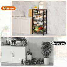 5 Tier Rolling Storage Trolley On Wheels, Large Capacity Kitchen Trolley, Mobile Utility Trolley With Wooden Table Top And Mesh Basket, Bathroom, Laundry Room