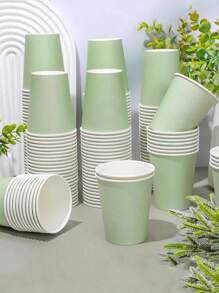 10/25/50/100pcs Sage Green Disposable Paper Cups, Cold Drink Cups And Coffee Cups, Suitable For Birthday Parties, Family Gatherings, Picnics, Party Decorations