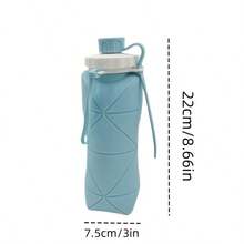 1 pieza Vaso de agua de silicona suave de 600ml, Botella de agua para deportes al aire libre, Vaso plegable de viaje, Taza de café, Botella de agua de gran capacidad, Portátil - Multicolor - Ver 3