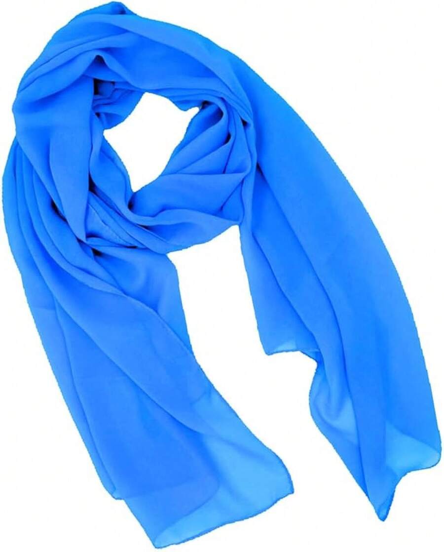™ Fashionable Soft Chiffon Scarfhalloween - Solid / Azure Blue - View 1