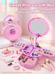 Kit de maquillaje para niñas, estuche cosmético realista de bolso de mano, set de colección de maquillaje, kit de disfraz para niños, regalo de cumpleaños/festividad - forma - Ver 14