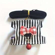 1 件套宠物背带和叶子装饰套装，带蝴蝶结和铃铛，适用于豚鼠、仓鼠、老鼠户外散步