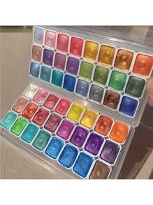 24色仿珍珠水彩颜料，固体颜料，适用于中国画、唐卡艺术、书法、着色、返校、学校用品