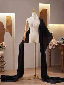 1 件女士长披肩，有淡紫色、粉色、白色、黑色、红色可选，优雅的婚礼披肩，面纱围巾适合婚礼、宴会、表演、派对、旅行摄影道具、婚纱配饰、节日装饰、韩国复古风格长雪纺围巾、婚纱、旗袍外套披肩 - 彩色 - 查看 4