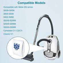 6pcs 3D Airclean GN Replacement Bags, Compatible With Miele GN Series Vacuum Cleaner Bags, Including Classic C1, Complete C1, Complete C2, Complete C3, S227, S240, S270, S400, S2, S5, S8 Series, Replacement Part No.: 10123210 - Blue and White - View 3