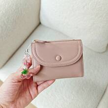 樱桃吊坠优雅女士钱包 ins 简约拉链卡包零钱包红色女士钱包迷你钱包钱包小钱包可爱钱包 - 彩色 - 查看 2
