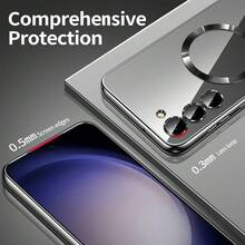 Magnetic Transparent Phone Case Compatible With Galaxy A06 A16 A26 A36 A56 S25 Ultra S24 Ultra S25 FE, Built-In Camera Lens Protector, Luxury Electroplated Soft TPU Clear Shockproof Ultra-Thin Protective Cover, Also Compatible With IPhone 17 16 15 14 13 12 11 Series, 17 Pro Max, Christmas Gift - Black - View 5