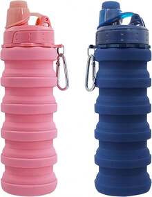 Collapsible Water Bottles Travel Water Bottle Sports Portable Sport Water Bottle Reusable Water Bottles Comes With Mountaineering Buckle 500ml Silicone Water-Proof Camping Water Bottle,9743645