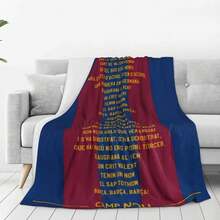 Manta de franela del himno del FC Barcelona - Manta suave y esponjosa, con un diseño de degradado azul y rojo vibrante, impresión digital de alta definición con el lema y los patrones del club, adecuada para todas las estaciones, 100% poliéster, disponible en 4 tamaños, regalo perfecto para los fanáticos del fútbol, ideal para el hogar, la oficina, el coche, el camping - Multicolor - Ver 2