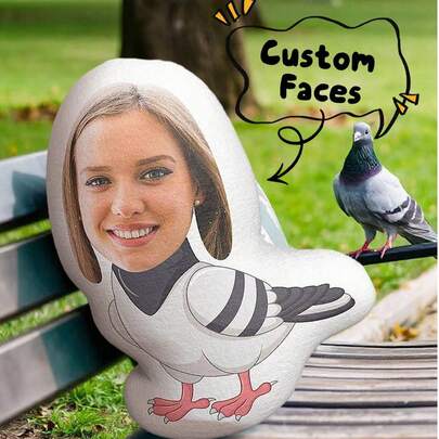 Customizable Photo Pillow, Pigeon Pillow, Suitable For Birthday Party, Father's Day, Mother's Day, Halloween, Eve, Valentine's Day, Birthday, Personal Day, Veteran's Day, Thanksgiving, Easter, April Fool's Day, Carnival, Back To School Day, National Day, Etc., Mini Stuff, K‑Pop Fans