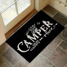 1pc Camper Welcome Doormat, Made Of Polyester - Bedroom Carpet, Entryway Rug, Suitable For Home Decor, RV Entrance Mat, Room Accessories, Living Room, Study, Bedside, Sofa, Balcony Bathroom Kitchen Decor Kitchen Rug