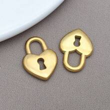 2pcs Stainless Steel Lock Heart Charms Metal Key Charms Padlock Charm Pendants Jewelry Findings Making Accessory For DIY Necklace Bracelet Earrings - Gold - View 25