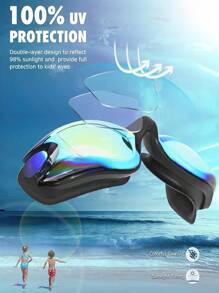 1pc High Definition Swim Goggles, Waterproof Anti-Fog, Electroplated Colorful, Comfortable Adjustable Strap, Kids Swim Goggles