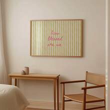 1 幅绿色和粉色彩色基督教壁画，我们如何敬虔印刷帆布画，绿色条纹海报，可爱少女装饰，卧室客厅公寓宿舍房间装饰，送给她的礼物，无框或带框 - 彩色 - 查看 4