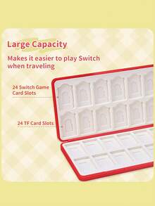GeekShare 1pc Spring Strawberry Design 24 Slots Switch Game Card Case (Holds 24 Game Cards And 24 SD Cards) - Red - View 4