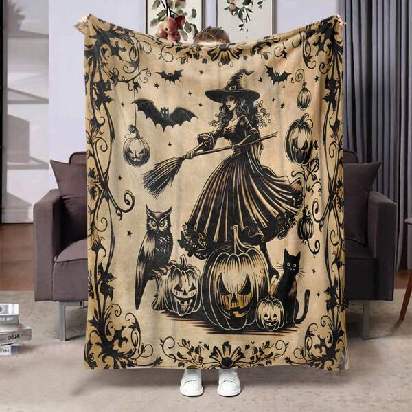 1 Stück Hexen Serie Decke, bedruckte Decke, warme, weiche und bequeme Decke geeignet für Sofa, Bett, Auto, Büro, Flanell Raum, Camping, Reisen, Ganzjahresgeschenkdecke