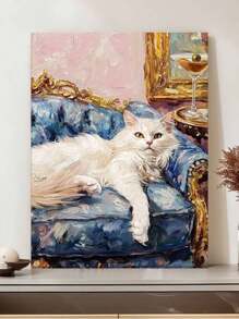 5D DIY 钻石画套装，沙发上的可爱猫咪，成人初学者 5D 全圆钻石刺绣水晶马赛克手工艺品，附带一套工具，适用于家居墙面装饰，感恩节圣诞节礼物送给家人和朋友