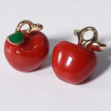 2 piezas/15 piezas/24 piezas Lindos dijes de aleación de zinc esmaltados con diseños 3D realistas de comida, animales, frutas, pasteles, sandía, corazón, cereza, chile, ideales para manualidades y elaboración de joyería