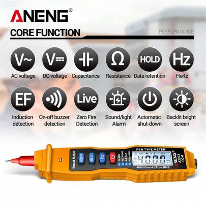 ANENG ANENG A3003 Count 4000 Pen Mulitmeter On-Off/Live Detection AC Voltage Voltage Capacitance/Resistance Induction Detection/Hz Sound/Light Alarm Automatic Shut-Down Bright Screen