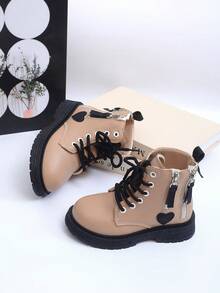 Creative Personalized Fashion Zipper Street Style New Versatile Color Block Boots - Camel - View 4