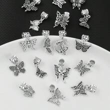 30/50 件各式复古空心蝴蝶合金吊坠，多款式三向连接器配件，适用于 DIY 个性化时尚手链、项链、钥匙扣、珠宝、母亲节礼物 - 銀色蝴蝶 - 查看 8