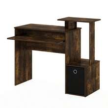 Econ Multipurpose Home Office Computer Writing Desk With Bin Amber Pine Black - 琥珀松木/黑色 - 查看 3
