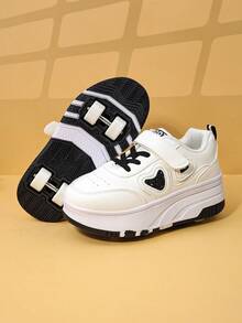 Zapatos de patines con 4 ruedas para niños, zapatos de patinaje sobre ruedas desmontables, zapatos deportivos para exteriores con , zapatillas casuales para niños y niñas - Negro - Ver 4