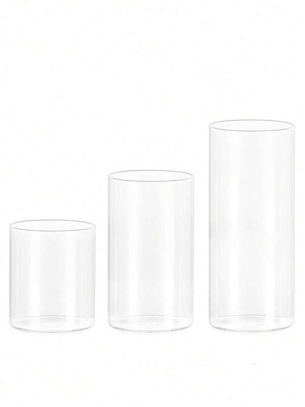 10/15/20cm High Glass Cylinder Vase, Tulip Vase, Desktop Decor, 1pc - Glass Cylinder Vase For Candles, Fresh Flowers, Pebbles, Beads & Lanterns - Transparent Glass Cylinder Vase - Wedding Table Centerpiece Home Decor Room Decor Flower Vase Glass Vase