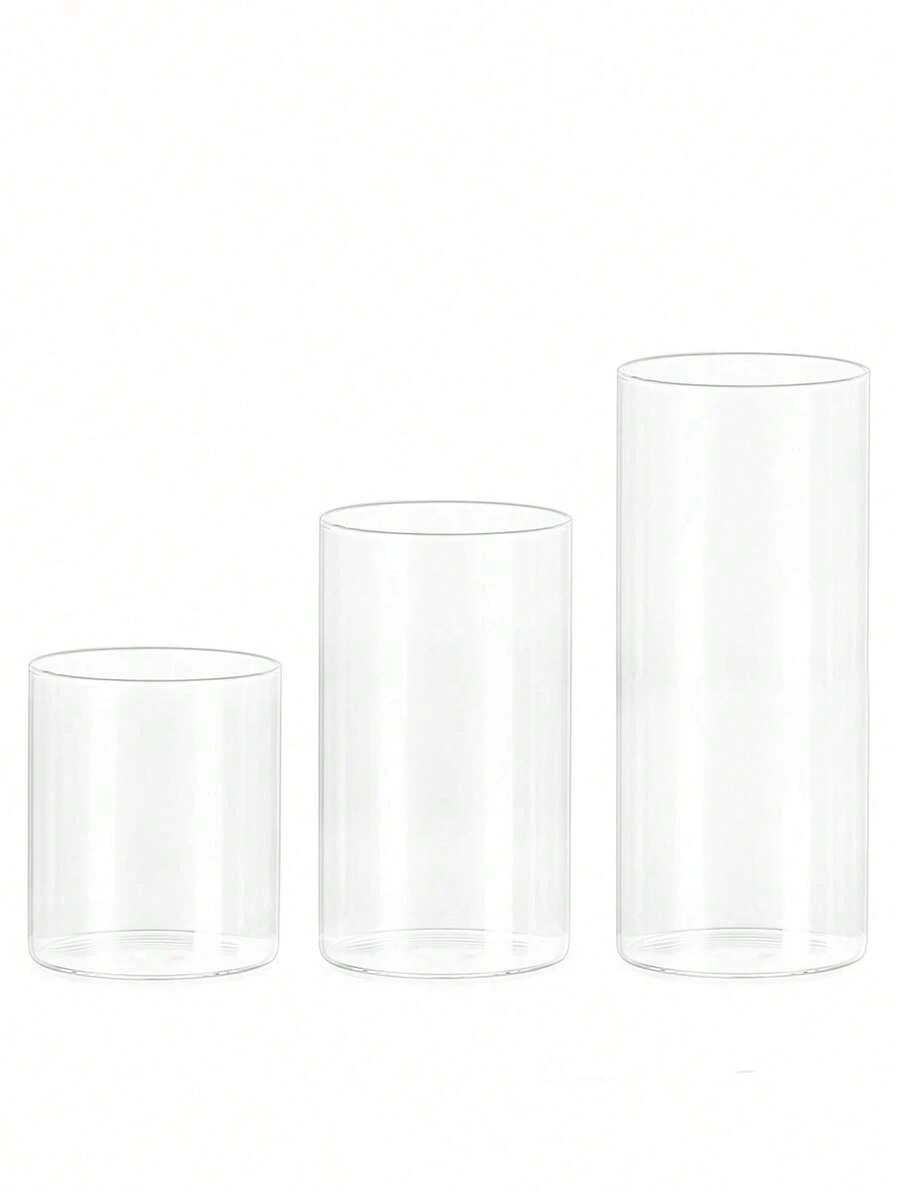 Vaso cilíndrico de vidro de 10/15/20 cm de altura, vaso de tulipa, decoração de mesa, 1 peça - Vaso cilíndrico de vidro para velas, flores frescas, pedrinhas, miçangas e lanternas - Vaso cilíndrico de vidro transparente - Centro de mesa de casamento