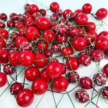Artificial Holly Berries, 100 Pieces Mini 2.75in Fake Berries Decor On Wire For Christmas Tree Decorations Flower Wreath DIY Craft Use - Red - View 11