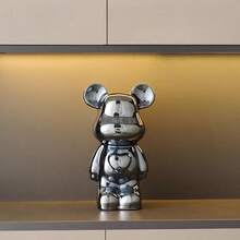 1pc Fierce Bear Decor, Luxurious High-End Quality, Suitable For Display Cabinet/Wine Cabinet/Desk Decoration, Modern Abstract Animal Sculpture, Ideal For Living Room And Wine Cabinet Decoration - Unique Housewarming Gift, Futuristic Home Decor, Also Suitable For Coffee Table And Office Desk