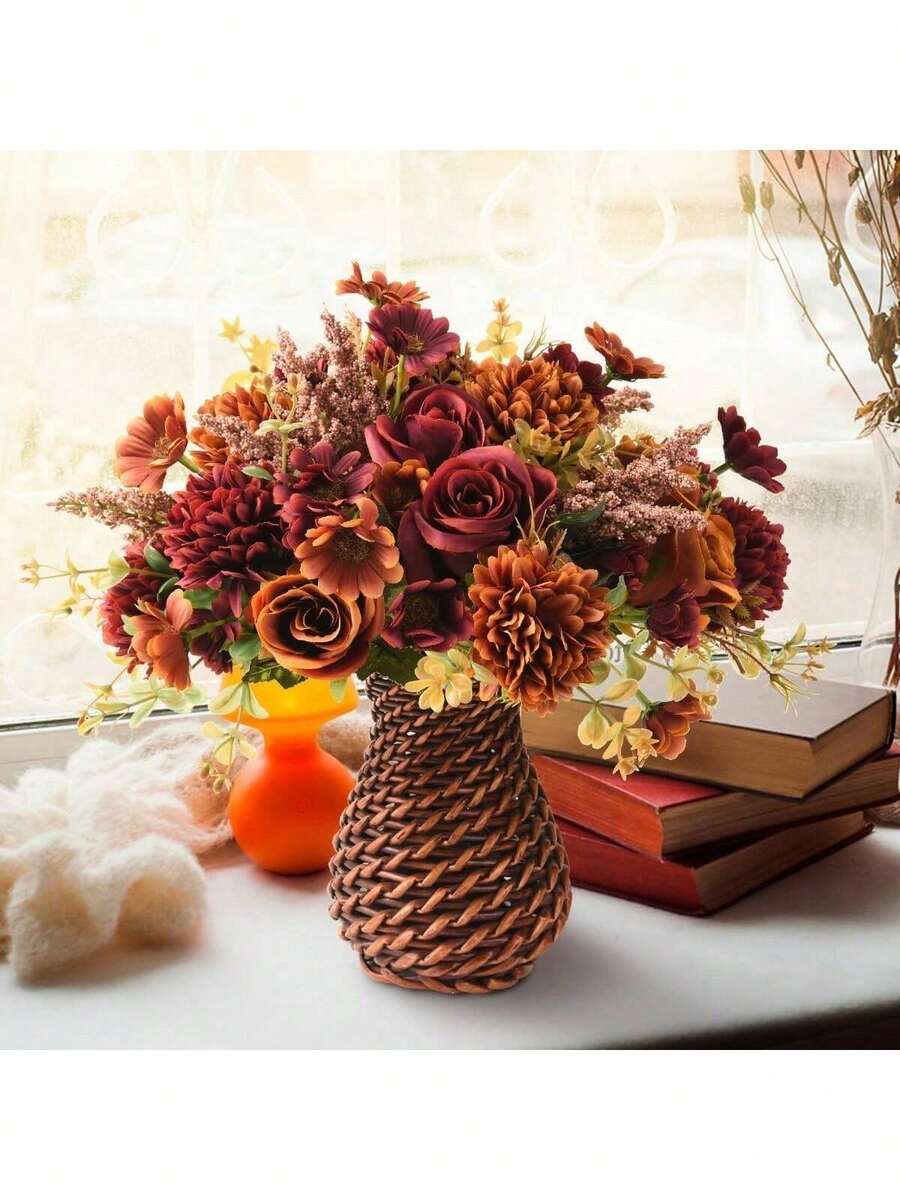 1 PIEZA/3 PIEZAS/25 PIEZAS Decoración de otoño, bolas bordadas, flores variadas, pequeñas margaritas, fiesta de cumpleaños, fiesta, decoración, canasta de flores para boda, ramo de novia, decoración del hogar, comedor, dormitorio, alféizar de la ventana, decoración de jarrón, decoración de escritorio, decoración de Año Nuevo, jardín exterior, inicio de la temporada escolar - Rosa - Ver 1