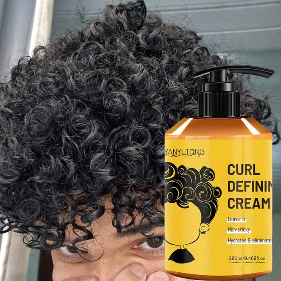 9.47 Oz Argan Oil Curl Defining Cream, Exclusive For Men, Anti-Frizz, Enhanced Elasticity, Moisturizing, Long-Lasting Hair Care Products, Suitable For Dry And Curly Hair, Castor Oil Curl Defining Cream, Excellent Edge Control For Hair Styles, Create Gorgeous Hair.