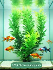 30厘米逼真水族箱装饰：绿色天鹅绒树状人造植物，适用于鱼缸 - 綠色 - 查看 9