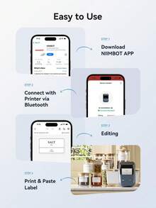 Niimbot B1 Mini Portable Thermal Printer, Pocket Label Printer Suitable For Self-Adhesive Stickers, UV Labels, Bluetooth Printing - Lake Blue Gray - View 5