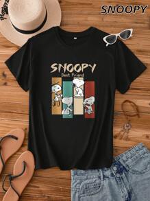 Best Friend  Women's Loose Short Sleeve Crewneck Knit Casual Top Simple Basic Slim And Versatile T-Shirt - Black - View 1