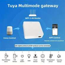 RSH 涂鸦多模 ZigBee 和 BT 智能集线器网关兼容 Alexa Home，即插即用自动化，实现无缝设备控制。设备智能生活 App 远程控制网桥