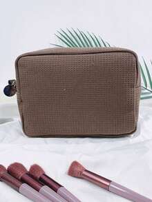 Personalized Waffle Travel Makeup Bag - Graduation Season Return Gift Customized Letter Makeup Bag, Embroidered Toilet Bag, Bridesmaid Gift, Wedding Gift, Ladies Gift, Makeup Bag, All-Purpose, Large Capacity, Versatile, Adorable, Contracted, Funny, Kawaii, Y2K, Minimalist, Commuting, Business Casual, Basics, Custom, Personalized, For Birthdays, For Holiday/ Vacation, For Outdoors/Outings/Travel/Hiking/Stadium/Sports/Climbing, For Business/Commute/Work/Office, Customized Women Bags, Delicate Romance, Travel Gift, Travel Gift For Family, New Year Glamour - Multicolor - View 12