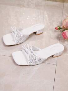 夏季新款软皮方头凉鞋，细跟凉鞋，百搭细高跟人字拖，女士适用