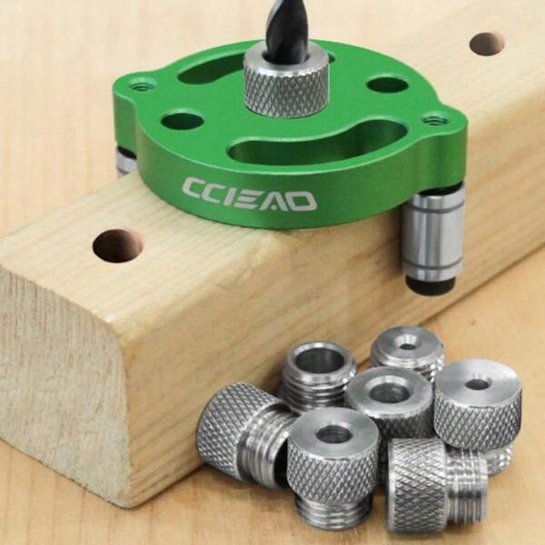 Self Centering Doweling Jig, Dowel Drill Guide 3-10mm Drill Jig For Straight Holes Biscuit Joiner Set, Straight Holes Wood Panel Hole Puncher Locator Woodworking Joints Tool