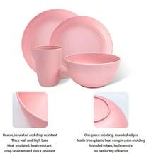 4/16/32 piezas Juego de vajilla de plástico PP rosa estilo nórdico, irrompible y reutilizable con caja - Incluye platos, tazones, vasos de plástico - Ideal para cocina, campamento al aire libre, picnic, reunión familiar, autocaravana, graduación, cumpleaños, despedida de soltera, regalo de boda, dormitorio universitario - Halloween, Navidad