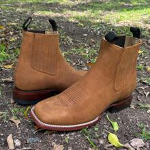 Botin Vaquero De Piel Nubuck Camel Suela De Cuero Para Hombre Bota De Piel Cafe Cowboy Playa Boda Fiesta Exterior Botas De Cuero Botines Cafe Miel - Camel - Ver 6