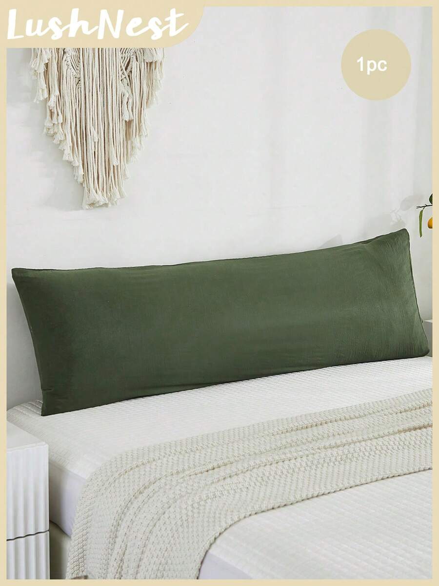 1件橄榄绿波西米亚农舍风格枕套，20英寸 x 54英寸，男女通用，四季皆宜 - 軍綠色 - 查看 1