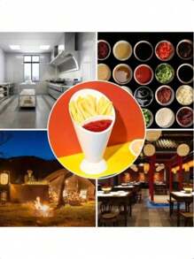 1pc Multifunctional French Fry Cone Holder With Dipping Sauce Compartment, Durable Plastic Snack Cups For Fries, Veggie Sticks And Desserts, Ideal For Home And Party Snack Solutions, PP Salad Cup, Snack Cup