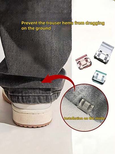 مشابك لتثبيت أطراف البنطلون - مثبتات غير مرئية لأطراف البنطلون، مشابك لتثبيت أطراف البنطلون، بدون الحاجة إلى خياطة لمنع السحب، لمشابك حبل قبعة الشمس/قبعة الدلو، مشابك تقصير أطراف البنطلون الغير مرئية، جهاز إغلاق ساق البنطلون المخفي لمنع السحب، مشبك تثبيت أطراف البنطلون لمنع السحب