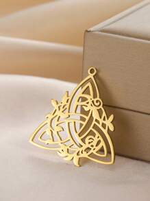 1 pieza Colgante de flor de loto, luna y enredadera de acero inoxidable creativo, accesorio de patrón botánico hecho a mano para collar, llavero, colgante de bolso