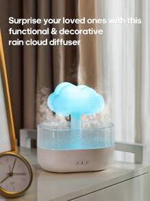 kinscoter 1 Peça Umidificador de Ar em Formato de Nuvem de Chuva com USB, Difusor de Aromaterapia de Óleo Essencial com Gota de Chuva, 7 Cores, Luz Noturna em Formato de Nuvem de Chuva, Difusor de Aroma para Casa, Hotel, Presente de Aniversário