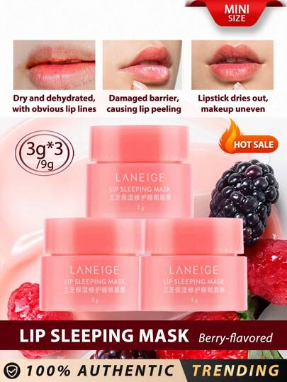  Laneige [Mini] Máscara de Labios Durmiente Baya 3g*3/9g / Con Vitamina C, Semilla de Murumuru y Manteca de Karité, Antioxidantes para Labios Descamados y Secos / Nutrir, Hidratar, Vitamina C, Murumuru y Manteca de Karité, Antioxidantes, Labios Descamados y Secos
