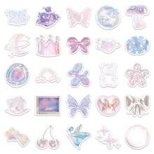 50 piezas Juego de pegatinas estéticas de fantasía coloridas, pegatinas de dibujos animados lindos estilo Ins, pegatinas de cristal Kawaii, pegatinas de vinilo resistentes al agua, adecuadas para sobres, botellas de agua, computadoras, portátiles, teléfonos, equipaje, cuadernos, refrigeradores, etc. - G - Ver 4